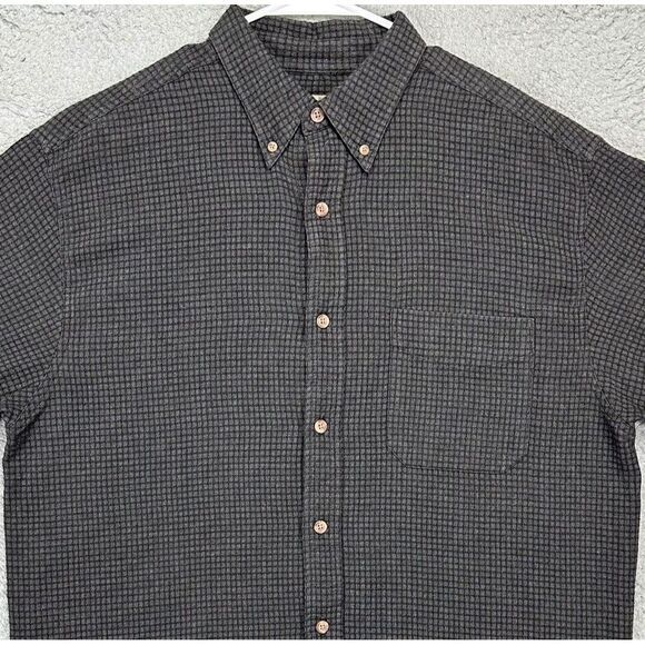 Territory Ahead Shirt Adult Large Dark Grey Grid Check Flannel Button Down Mens